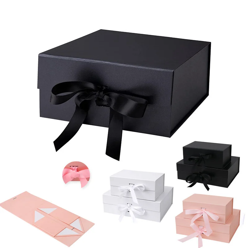 

LBSISI Life 5pcs Colorful Paper Boxes With Ribbon Cosmetic Packaging Wedding Birthday Party Give Gift Flip Box Favour Decoration