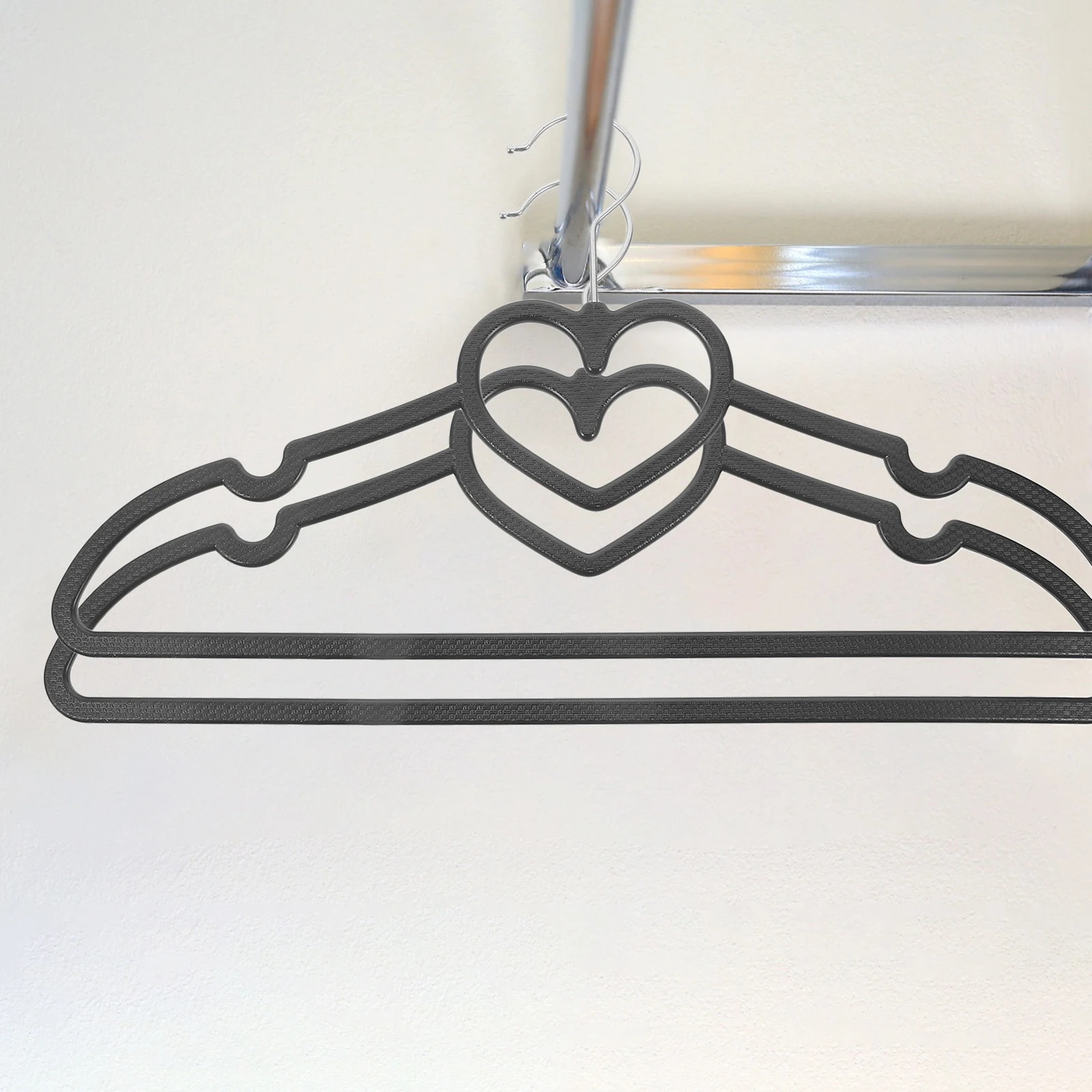 

10pcs Heart Shaped Clothes Hangers Black 40x23x0 6 Non Slip Drying Rack Heavy Duty Closet Storage Plastic Hanger For Sweater