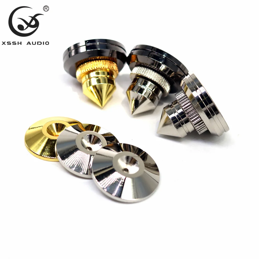 

8pcs YIVO OEM Audiophile HIFI Solid Steel Speaker Spike Isolation Feet Brass Cone CD Player Power Amplifier Stand Damping Pad