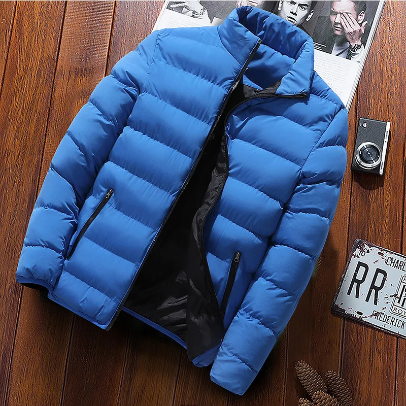 2024 New Winter jacket Long sleeve cotton-padded jacket zipper jacket men\'s stand-up collar jacket plus size cotton jacket