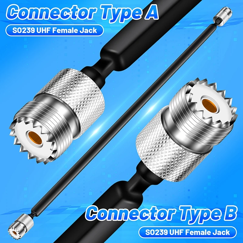 Door/Window Pass Through Flat RF Coaxial Cable SO239 UHF Female To UHF Female 50 Ohm RF Coax Pigtail Extension Cord