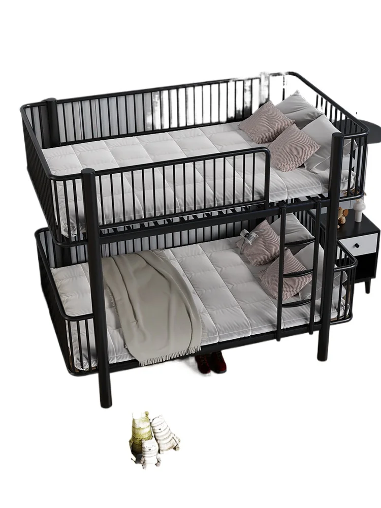 

New type of iron bed bunk bed iron frame second floor wrought iron bunk adult high and low raised