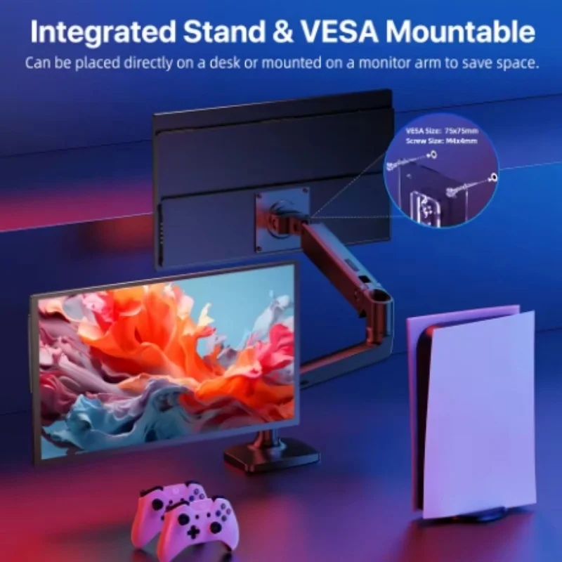 18.5 Inch UHD Portable Gaming Monitor HDR 3MS FreeSync IPS HDR Computer Display VESA OSD Menu