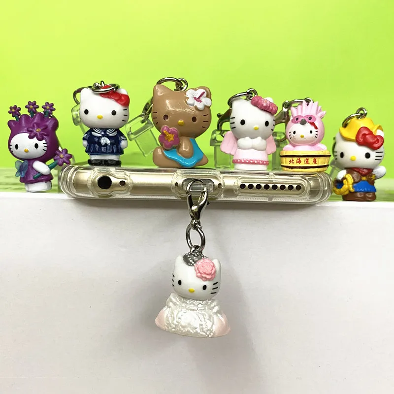 Miniso Смола Hello Kitty Подвеска для мобильного телефона Пылезащитные заглушки iPhone Samsung Xiaomi Huawei Type C Защитные пленки зарядного