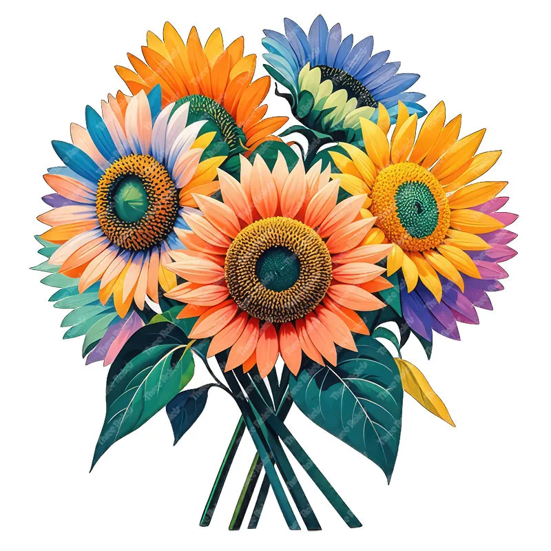 Three Ratels CD105 Colorful Sunflower Art Wall Stickers for Home Decoration Toilet decals Car Stickers view 6