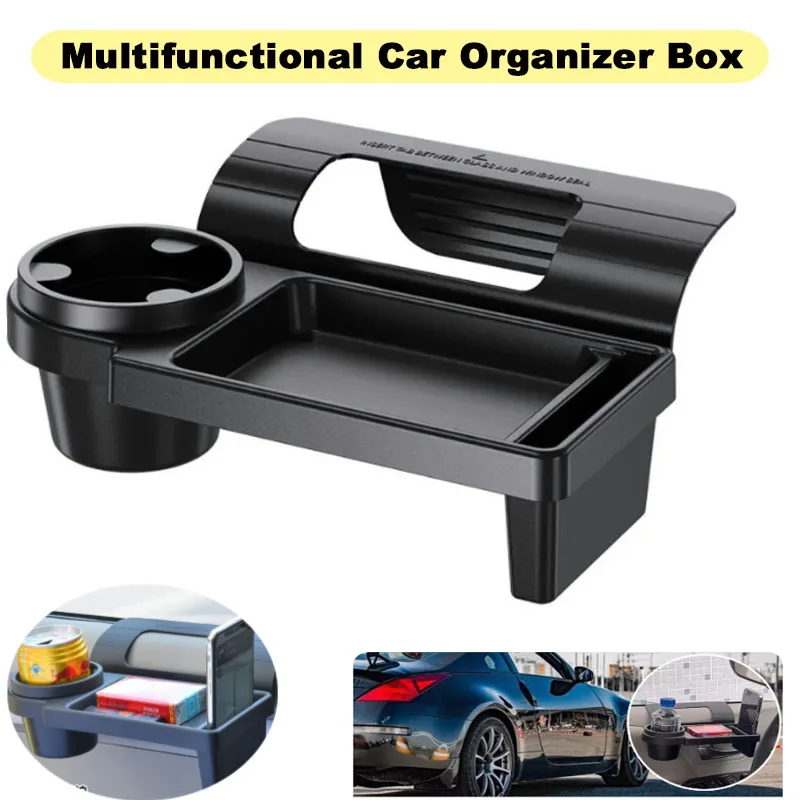 Car Organizer Box Multifunctional Hanging Storage Rack with Cup Holder Drink Holder Side Door Window Phone Slot For Car Interior