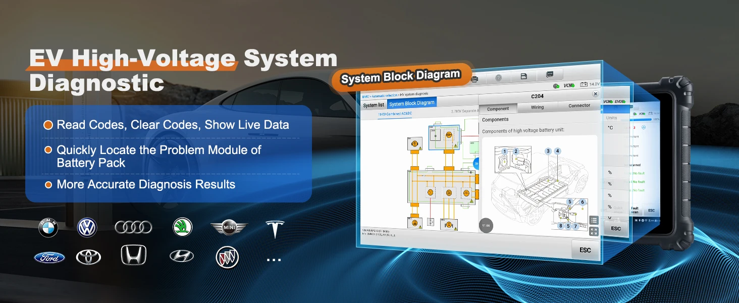 Autel MaxiSys Ultra EV Intelligentes EV-Diagnosegerät mit EVDiag Kit VCMI EV Hochspannungssystem-Batteriepack-Analyse PK Ultra – Detail 4