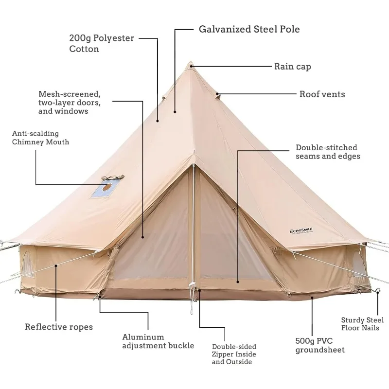 

2026 3 M Yurt Camping Cotton Canvas Tent For Family Outdoor Party