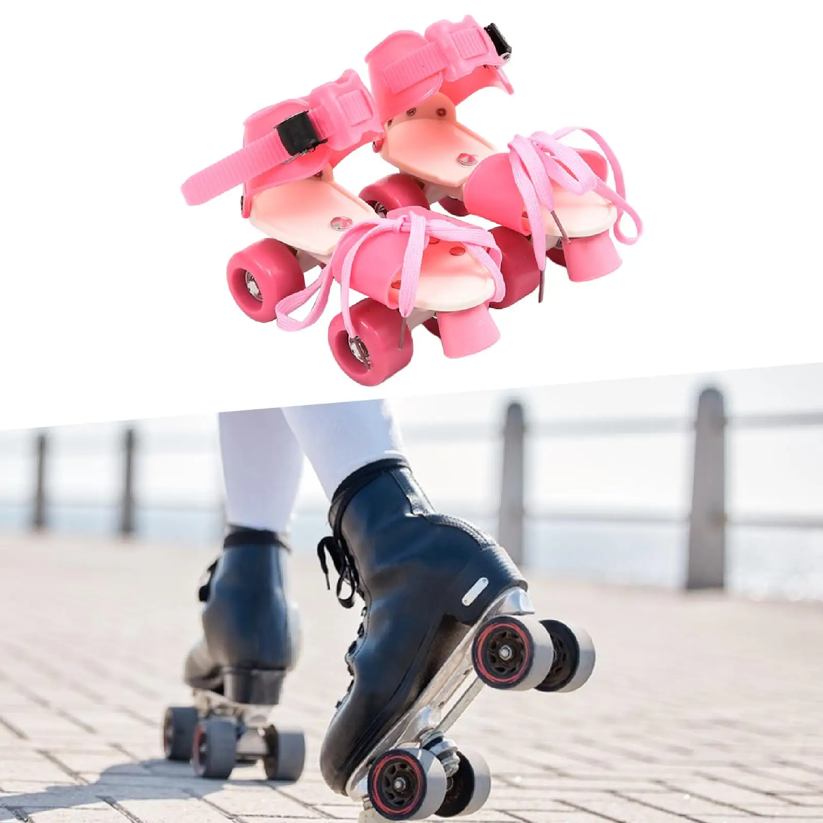Kid’s Roller Skates Adjustable Double Row 4 Wheel Skating Shoes for Beginners Outdoor Indoor Fun Sports Ages view 6