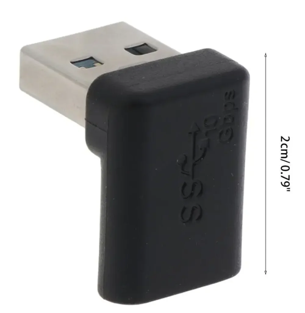 USB 3.0 Male to Type C Female 90 Degree Right Angle Extension Adapter USB C Upward Downward Connector 10Gbps for Laptop