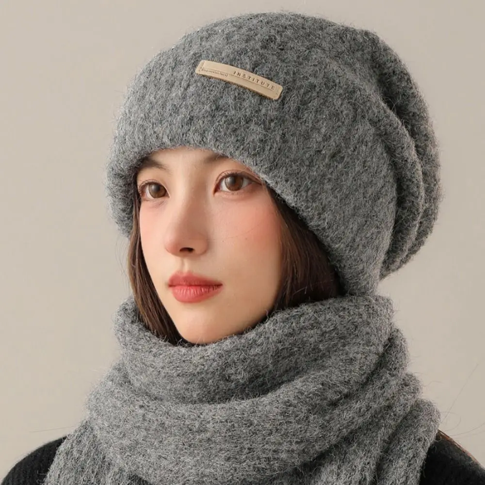 

Letter Korean Style Chic Knitted Hat Thickened Breathable Beanies Hat Trendy Warm Pullover Hat Outdoor