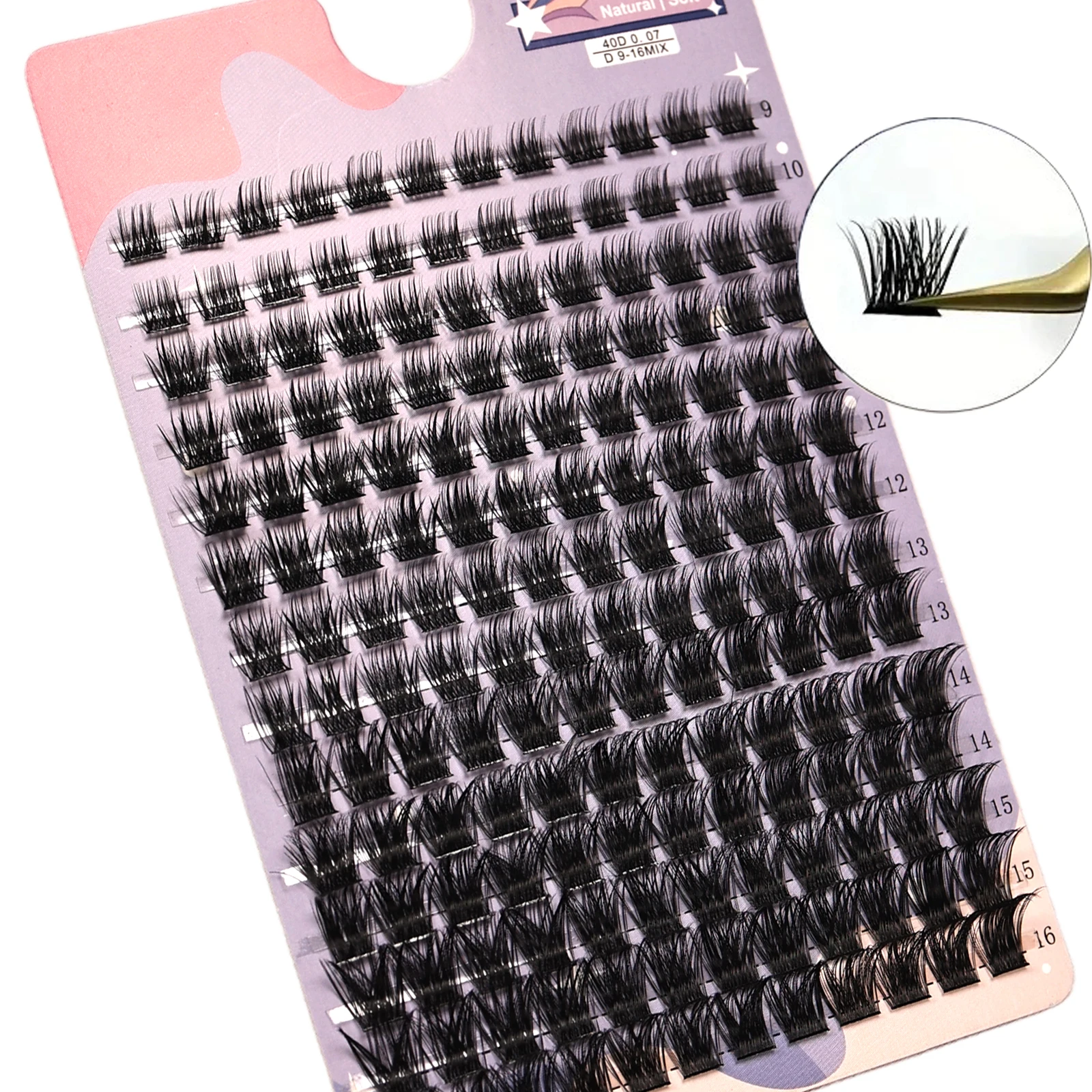 D Curl Fluffy Mixed 3D Lash Clusters DIY False Eyelash Extensions Makeup Set with Lash Bond Seal and Lash Grooming Tweezers