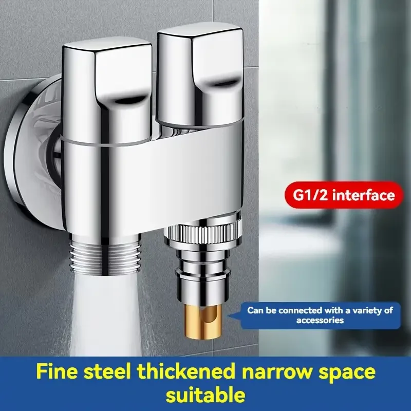 Robinet à double sortie en acier inoxydable, conception de volant antidérapant, chasse d'eau multifonction, tuyau de salle de bain 2,54 cm et 2 sorties