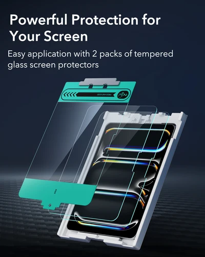 Imagen 2 del producto ESR Paquete de 2 protectores de pantalla para iPad Pro 11/13, película de vidrio templado con bandeja de fácil aplicación, película de vidrio templado HD Air 13/ 11