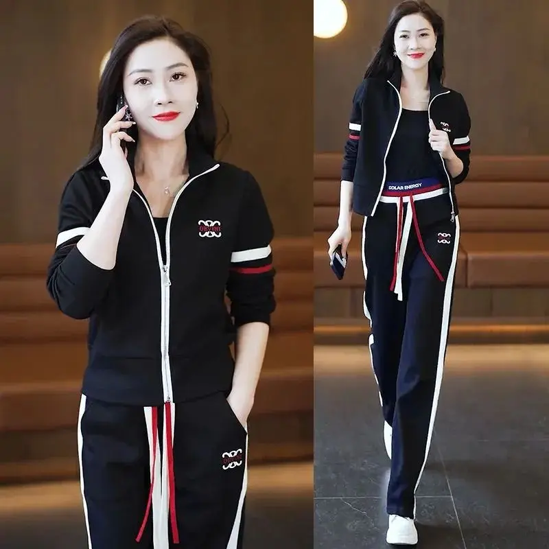 Fashionable Casual Sportswear Set for Women's 2024 Spring and Autumn New Westernized Age Reducing Running Suit Two-piece Set