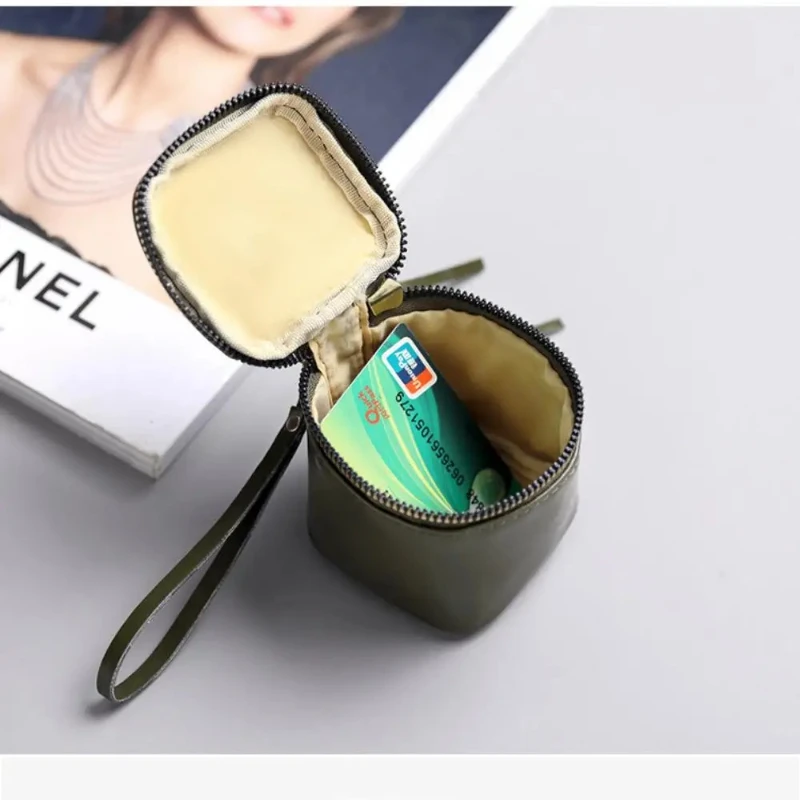 النفط الشمع الجلود بو الجلود المحمولة حقيبة المفاتيح Ins الرجعية نمط المتخصصة أحمر الشفاه الآثار الثقافية تخزين محفظة نسائية للعملات المعدنية