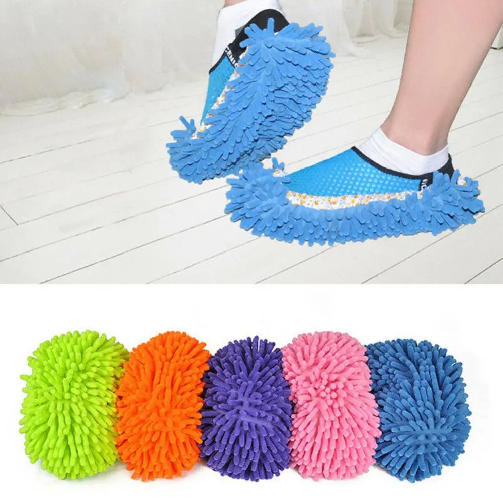 Chenille Multifunctional House Floor Polishing Dust Cleaning Mop Slipper Lazy Shoes Cover