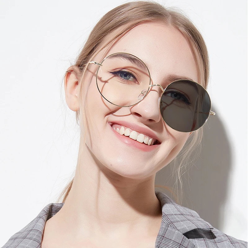 Round Metal Frame Photochromic Myopia Glasses Women Korean Style Nearsighted Eyelasses With Diopter -0.75 -1.25 -3.25 -3.75 -4.0