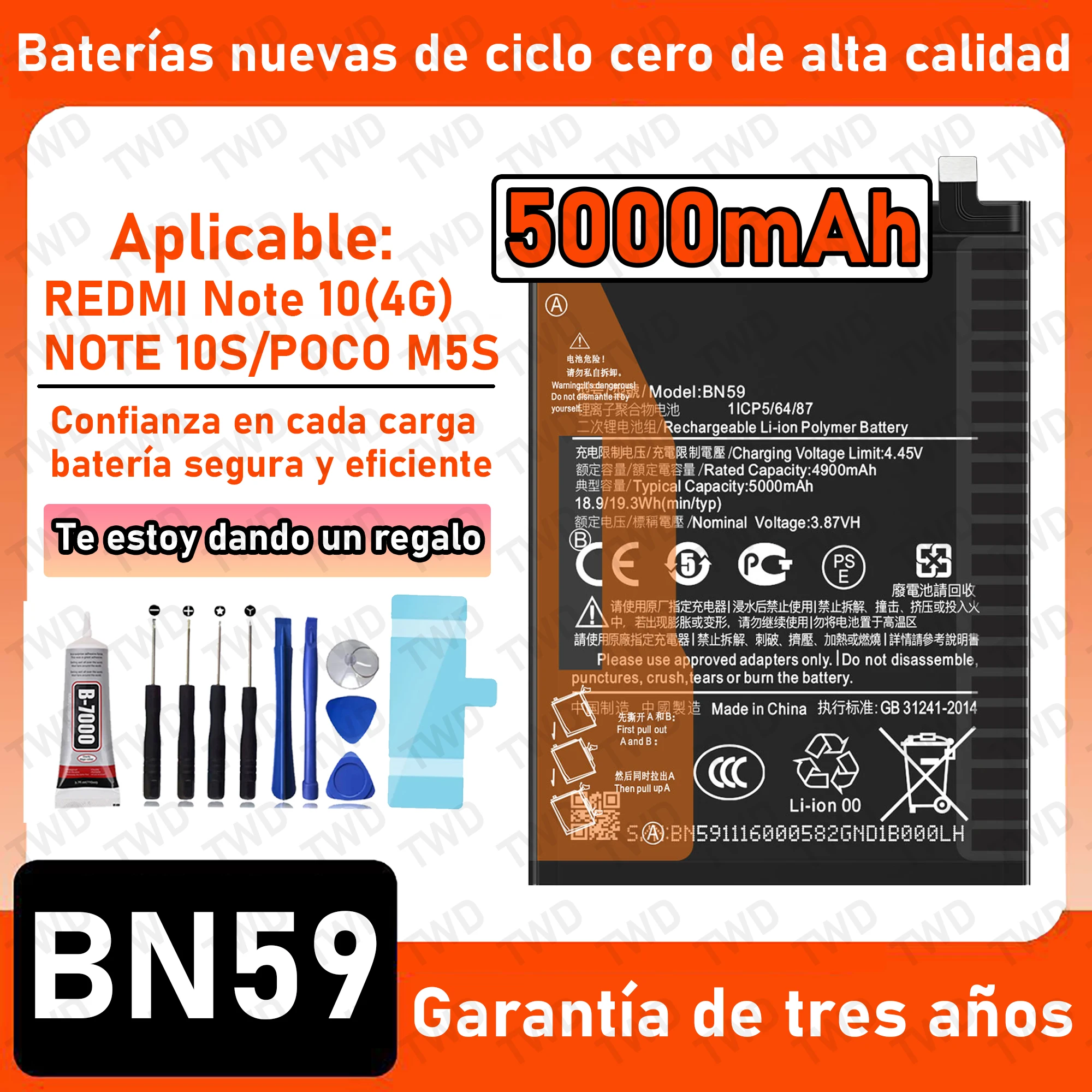 

BN59 Large capacity Battery For Xiaomi Note 10 4G/NOTE 10S/POCO M5S Batteries New High Quanlity+Free Tools