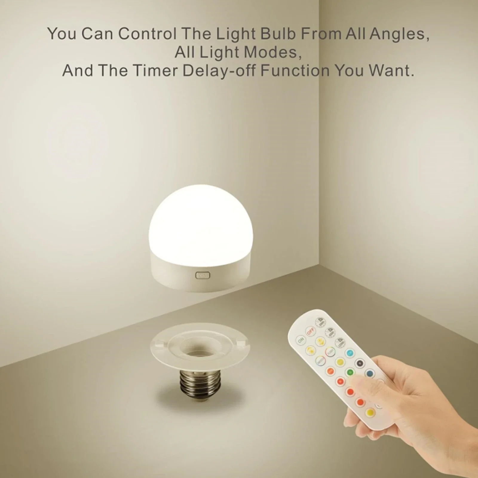 GGbingo 3 Color Temperatures Rechargeable Light Bulbs Remote Control Battery Operated Light Bulb with Timer Dimmable Lamp