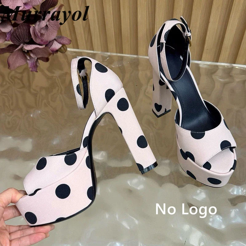 Platform Sandalias Chunky High Heels Shoes Women Silk Satin Polka Dot Ankle Strap Sandals Spring Summer Party Dress Shoes 2026 - view 5