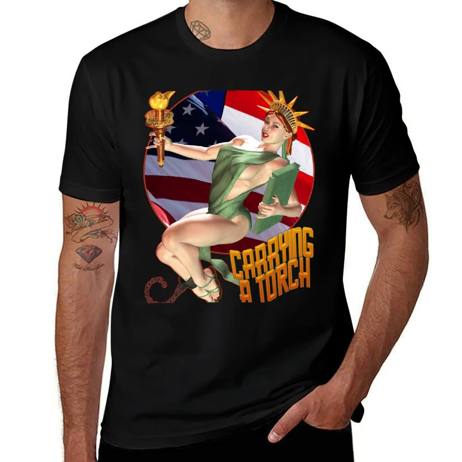 Carrying a Torch T-Shirt Basic Solid Color Short Sleeve Cotton Top T-Shirt