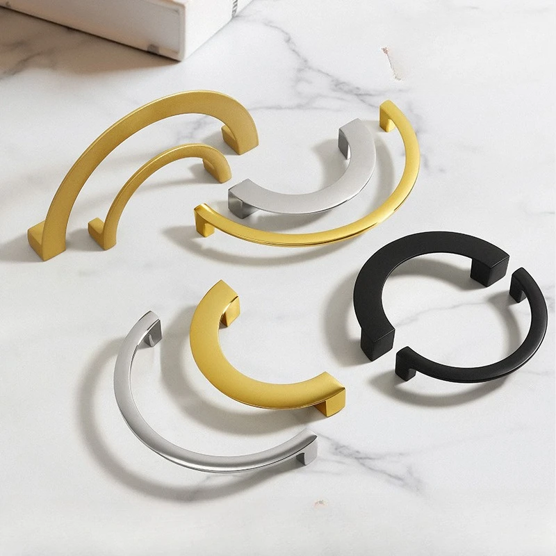 Modern Simple Cabinet Pulls Door Handle Aluminum Alloy Semi-circular Wardrobe Door Handle Drawer Handles for Furniture Hardware
