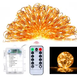 Guirnalda de luces LED con control remoto, guirnalda de luces con batería de 5/10/20M, ideal para decoración de fiestas navideñas