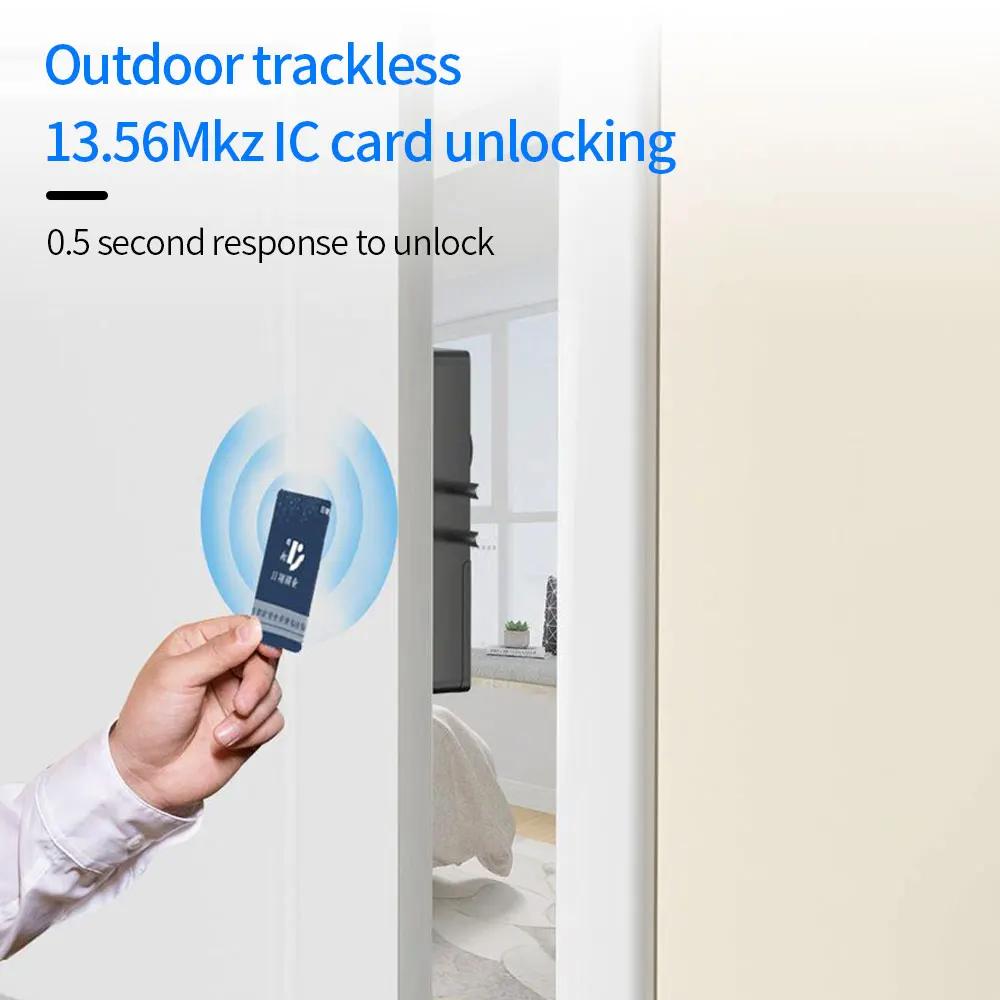 Support Tuya APP Control IC Card Lock Invisible Automatic Motor Bolt Lock For Home Wooden Door No Drilling Hole Installation