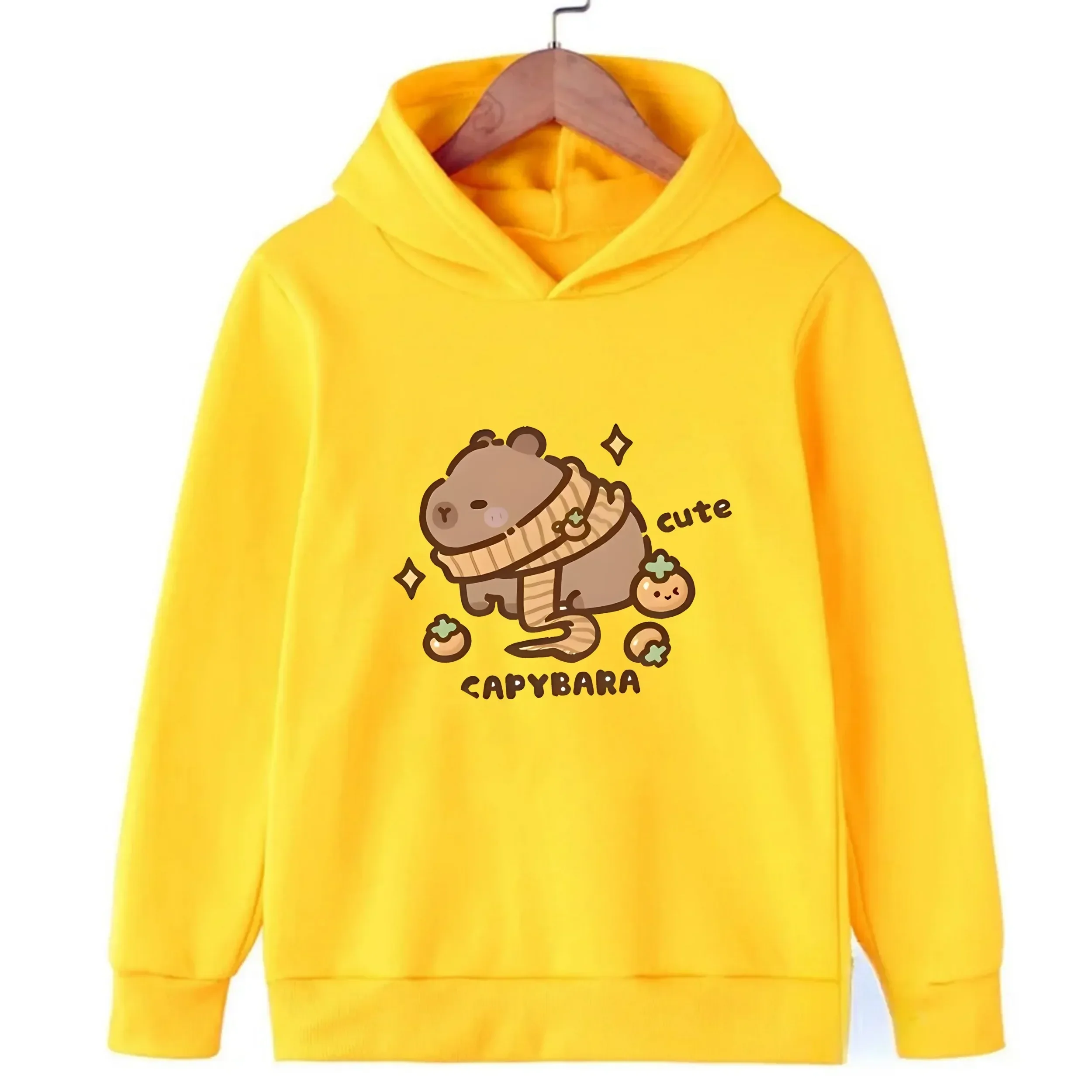 لطيف كابيبارا الأطفال مقنعين البلوز صبي فتاة الخريف الشتاء اليومية في الهواء الطلق عطلة عادية فضفاض دافئ لينة رياضية