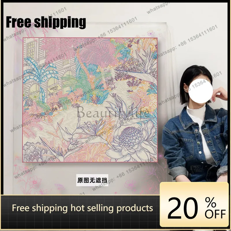 LJY French light luxury silk scarf mounted painting modern restaurant decorative painting