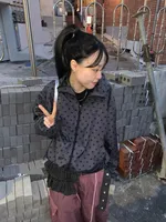 Fashionable, personalized, trendy, star printed, breathable Y2K loose hoodie for couples wearing on the street, classic retro