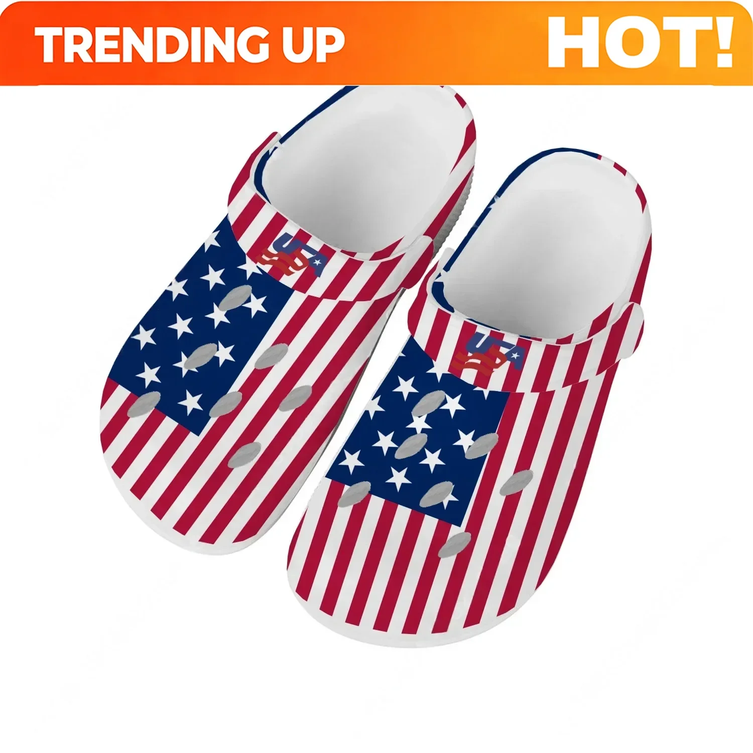 USA Flat Water Shoes Men Women Teenager Comfortable Fashion Home Garden Clogs Custom Sandals Beach Breathable Hole Slippers