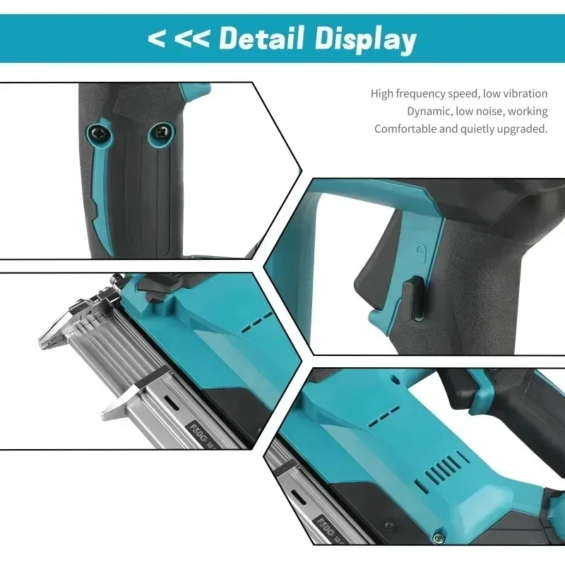 Makita 6.0Ah Li-ion Battery Operated 18V Wireless Nail Gun, 100 Nails Capacity Electric Nailer for DIY Wood Flooring view 6