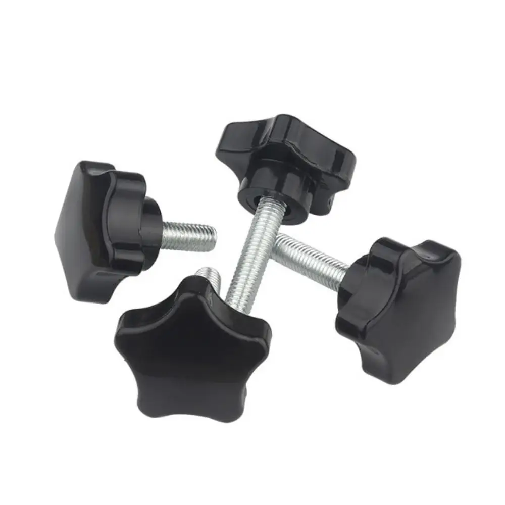 5Pcs/Set Hex Handle Screw Black Star Shape Hand Screws Knob Tightening Screw Handle Bolt Carbon Steel Plum Blossom Handle