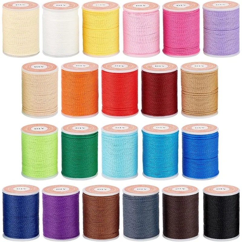 

1 комплект, 264 ярда/22 рулона, 1 мм вощеный полиэфирный шнур, восковой шнур, витой швейный вощеной шнур, шнур для шитья для DIY