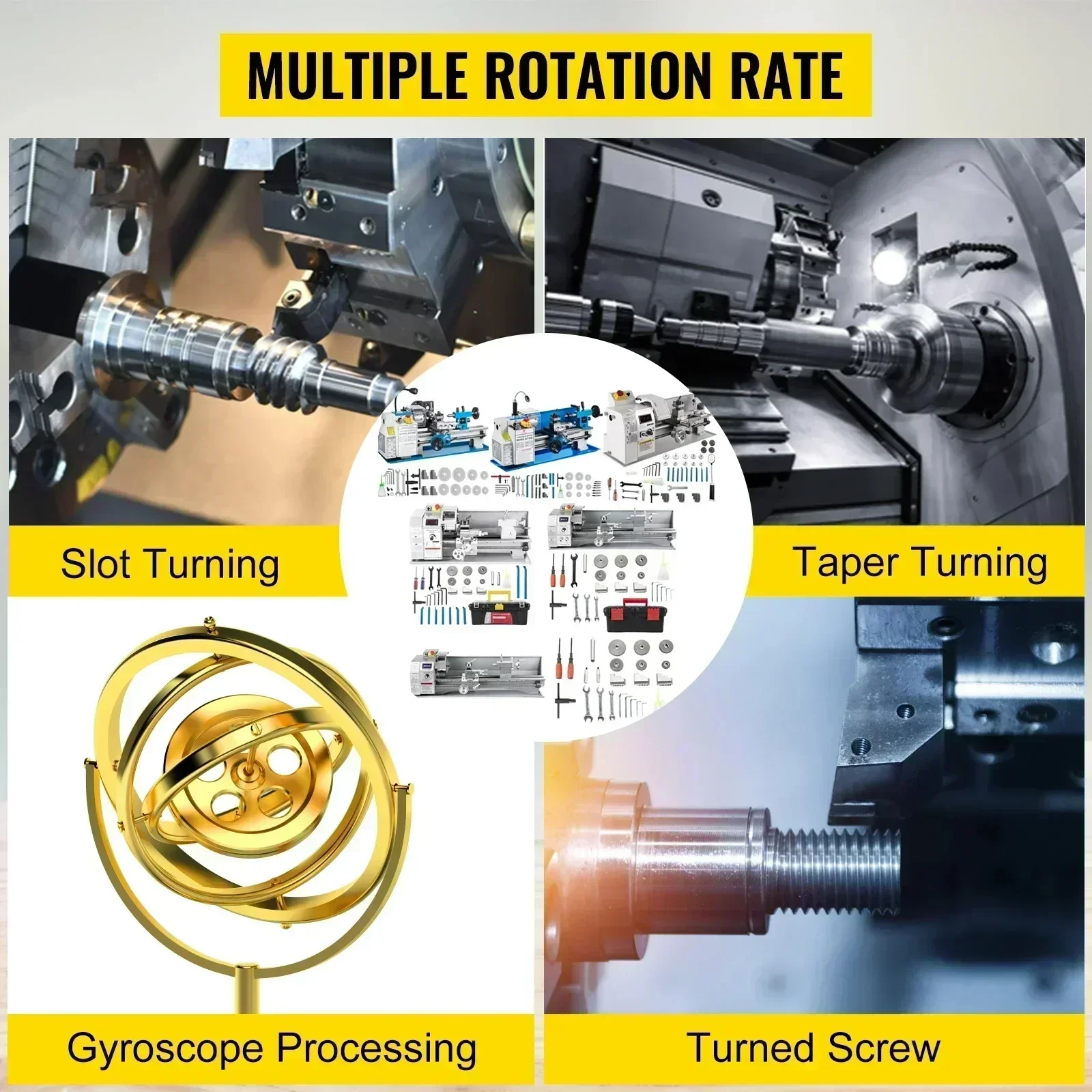 VEVOR Mini Metal Lathe Metal Mini Lathe Tool Variable Speed Large Swing Range Lathe for Small Mechanical Machine Tool