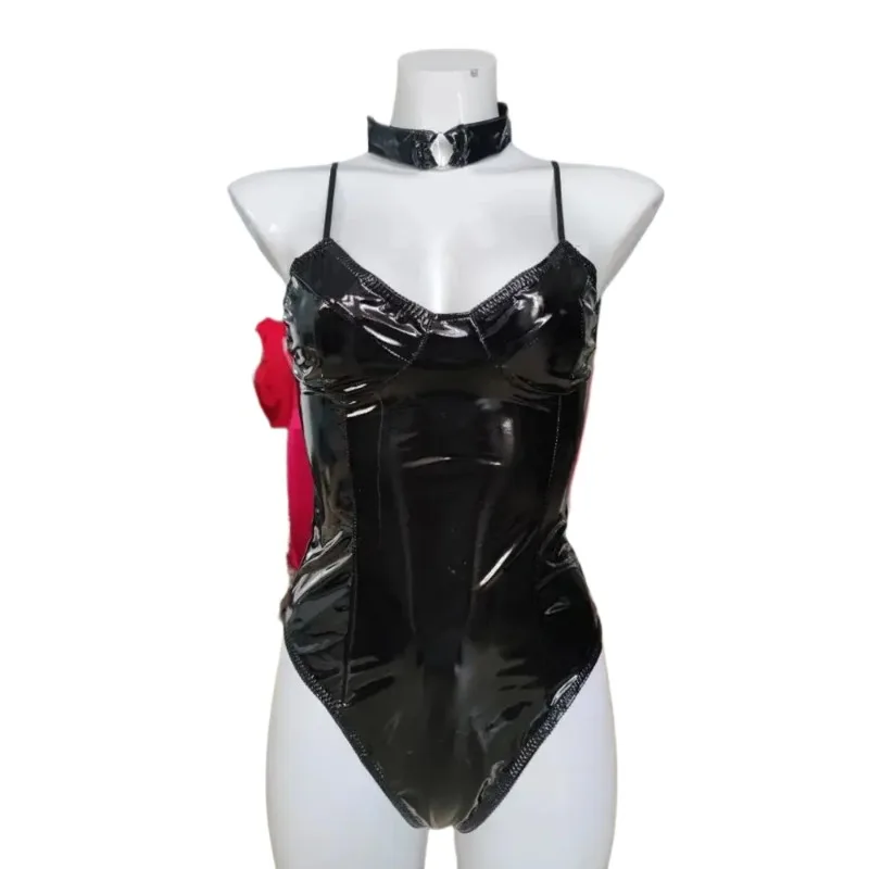 Faux Shiny PU Leather Bodysuit Sleeveless Wet Look PVC Catsuit Tights Hot Sexy Body Teddies Cosplay Clubwear Leotard Swimsuit