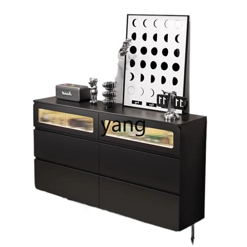 Yjq Tailstock Bedroom Chest of Six Drawers Wall Black Widened Storage Clothes Closet Dressing Table Storage Integrated