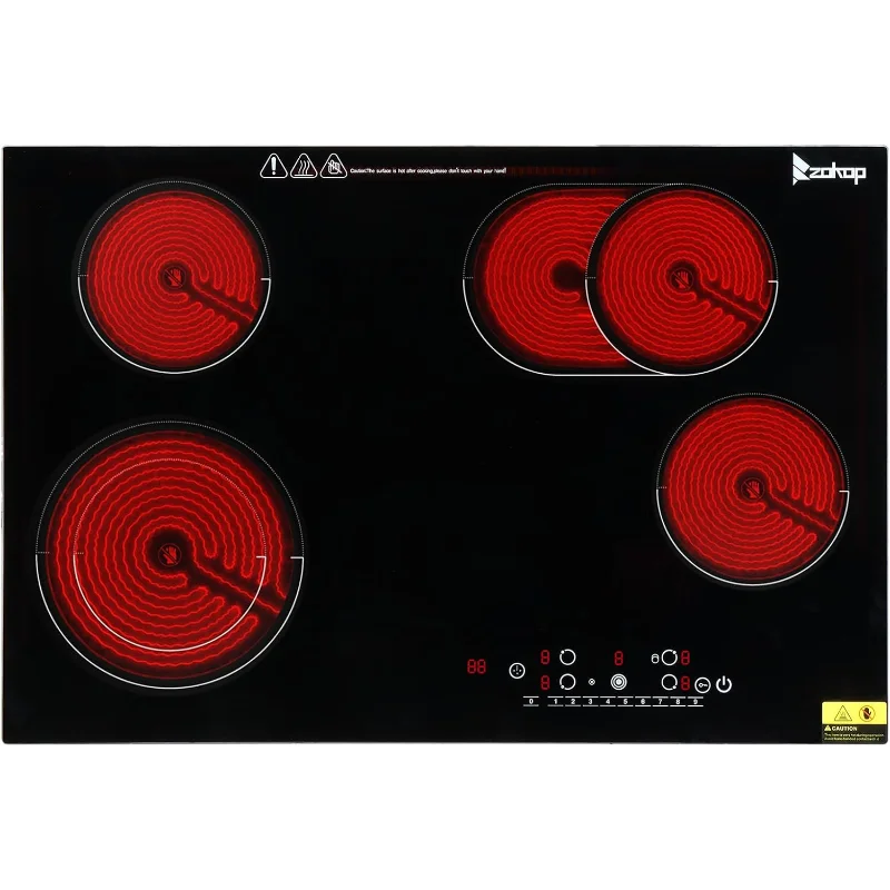 Электрическая керамическая варочная панель Winado с 4 конфорками, 30 дюймов, плита с плоской вершиной 220–240 В, многофункциональная электрическая плита с 9 уровнями нагрева