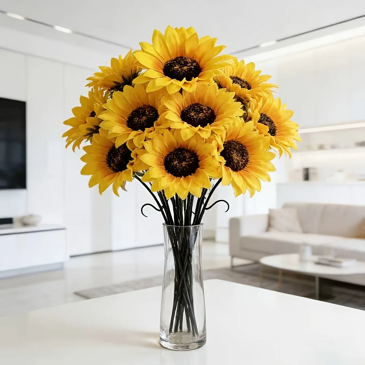 10 Stück (ohne Vase) große, künstliche Sonnenblumen, pflegeleichter, künstlicher Brautstrauß für Hochzeiten, Requisiten für Hochzeitsfotografie, Hochzeitsdekoration im Waldstil, Wohnaccessoires, Dekoration für Küche, W – Detail 6