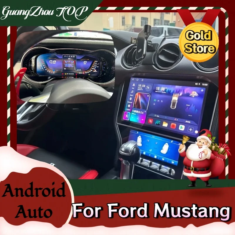 Android13 Dual ScreenCar Radio For Ford Mustang 2015 16-2021 Car GPS Carplay Navigation Auto Stereo Head Unit Multimedia Player