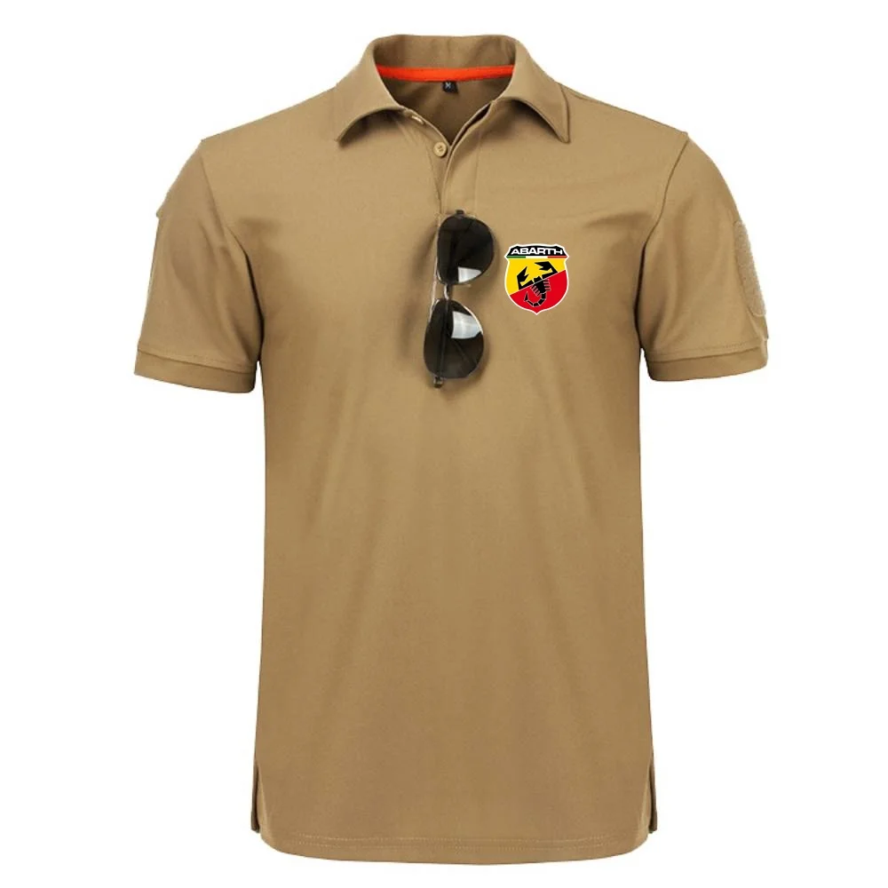 Polo da uomo magliette stile militare Top Tees Abarth Scorpion Logo risvolto Topshirts popolari Tees manica corta Jersey Sportwe