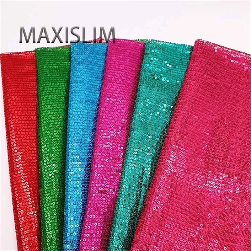 13 Colors Glitter Fabric Factory Direct Sales 3MM Straight Row Mesh Sequin Fabric Party Wedding Dress Shoe Bag Sequin Fabric