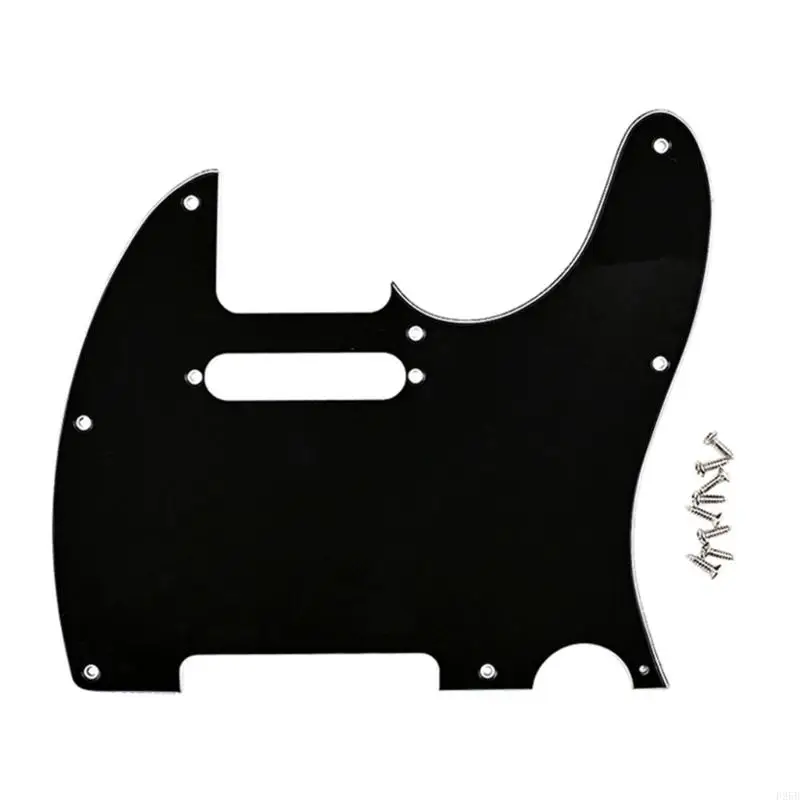 3 Ply Solid Black Guitar Pickguard Scratch Plate 8 Hole Electric Guitar Bass Pickguard with Pickup Mounting Screw Holes