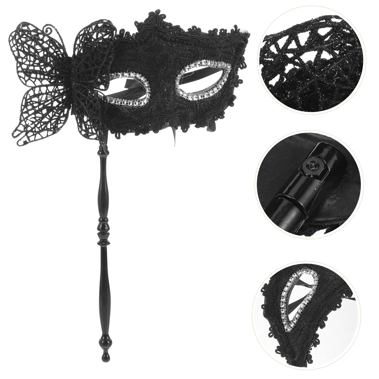 

Elegant Handheld Masquerade Mask For Women Prom Party Costume Prop Half Face Mask With Stick Durable Stable Material Perfect For