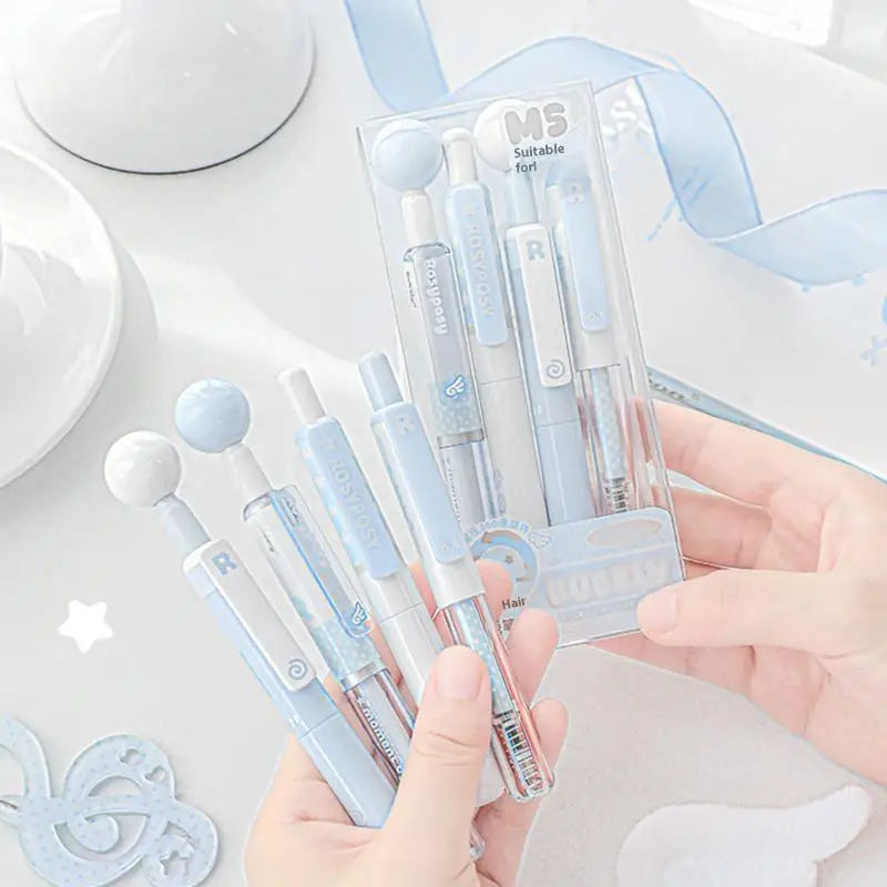 Short Design Pen Set of 4: 360° Rotating, High Beauty, Decompression Brushing & Problem-Solving