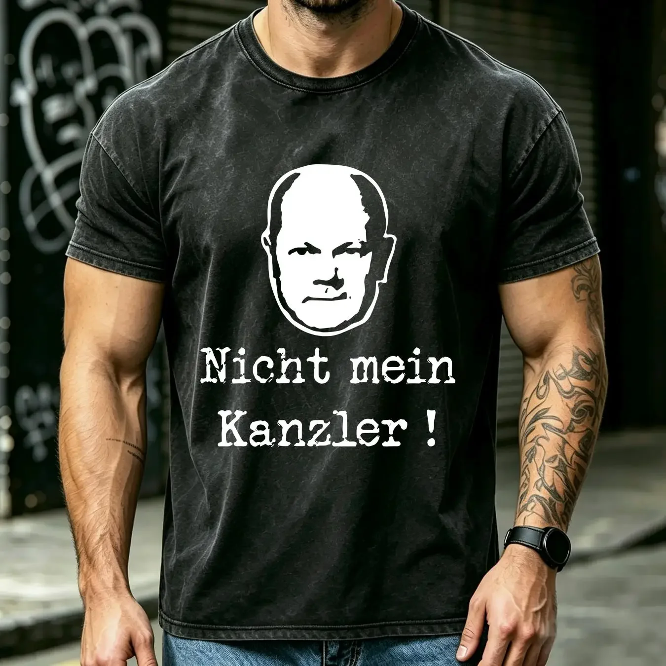 washed T Shirt Not My Chancellor ProtesT Olaf Scholz Saying S 5XL vintage Washed streetwear Casual Comfortable Versatile homme
