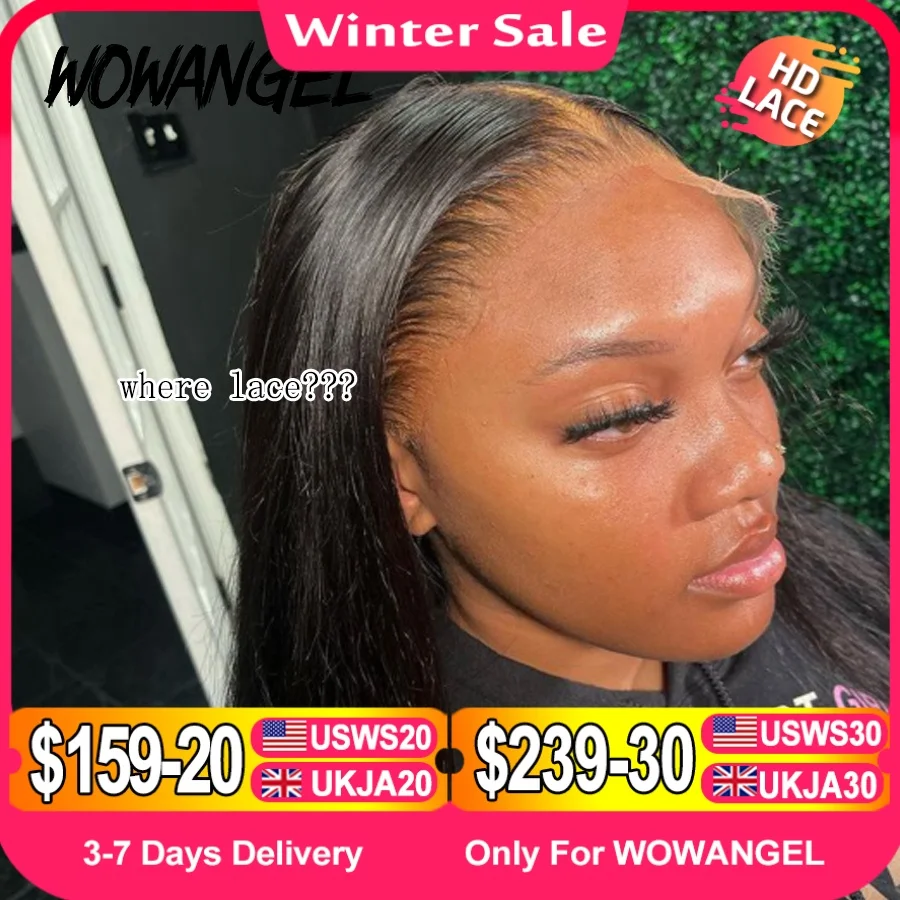 Wow Angel HD Full Frontal Wigs 36inch Straight Melt Skins 13x6 HD Lace Front Human Hair Wigs Virgin Hair Pre Plucked Glueless