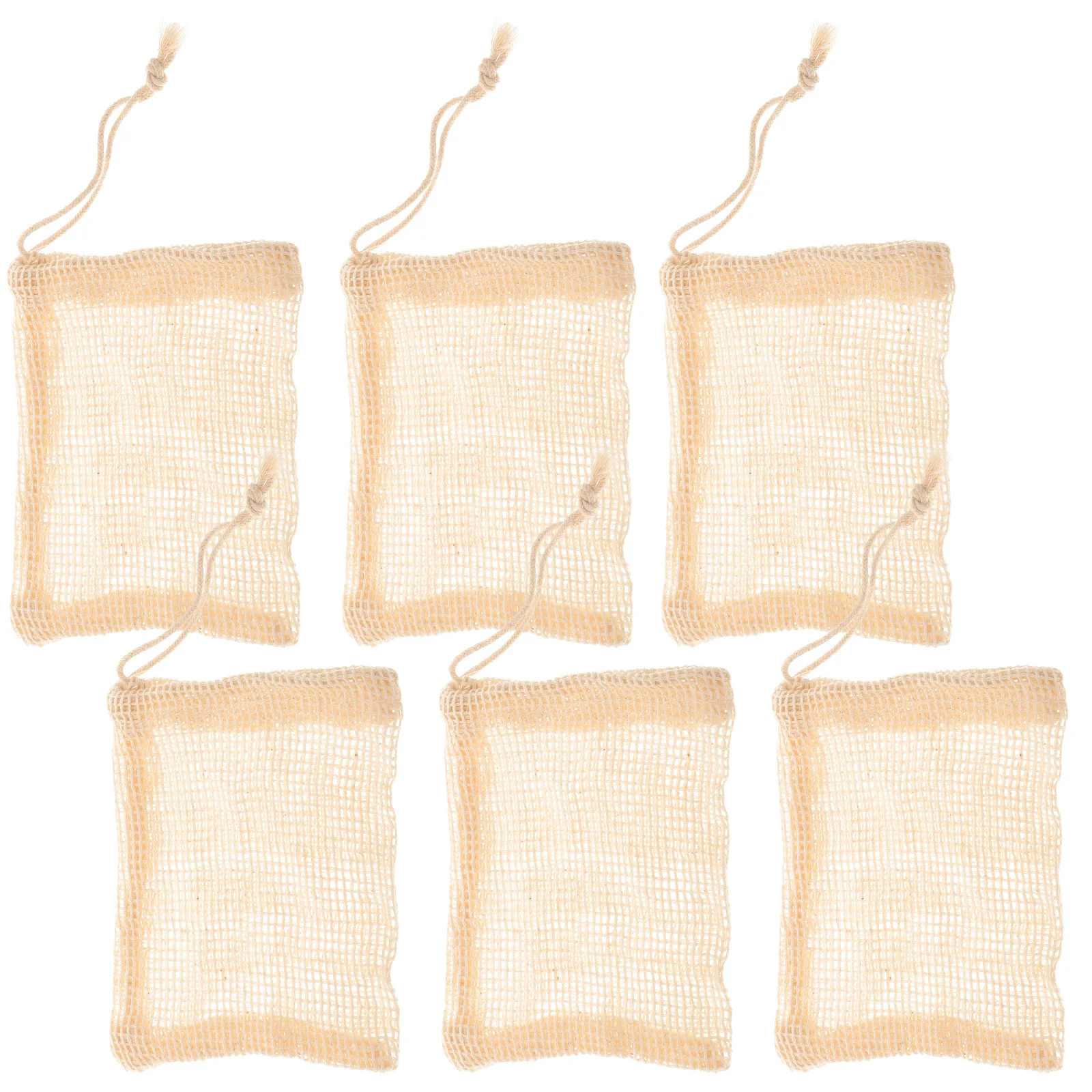 

6pcs 14 5x9 5cm Soap Bag Cotton Hemp Mesh Drawstring Foaming Pouch for Tallow Toilet Storage Saver Handmade Facial Soap